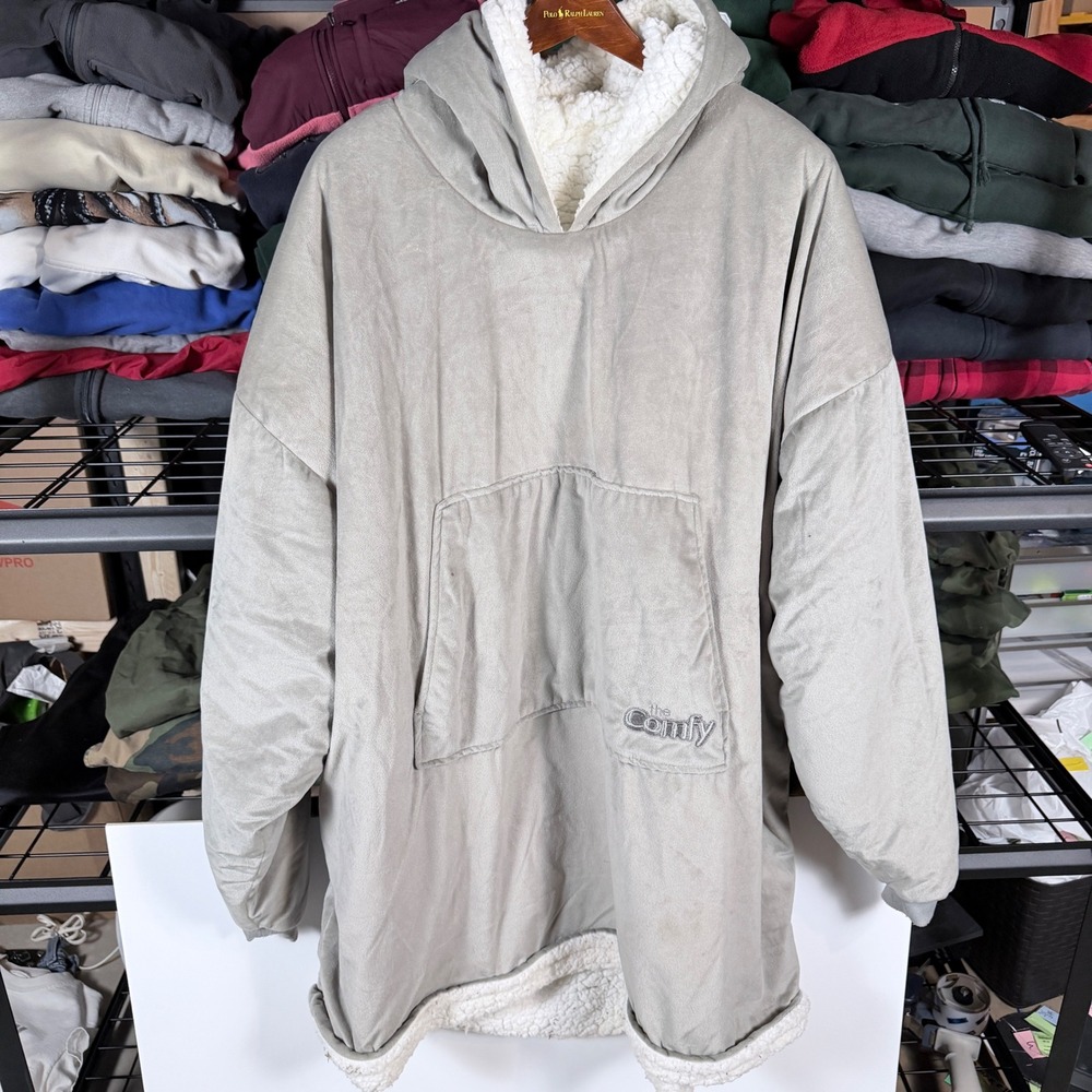 The Comfy Original Blanket Sweatshirt Oversized Sherpa Lined Hooded Gray‎